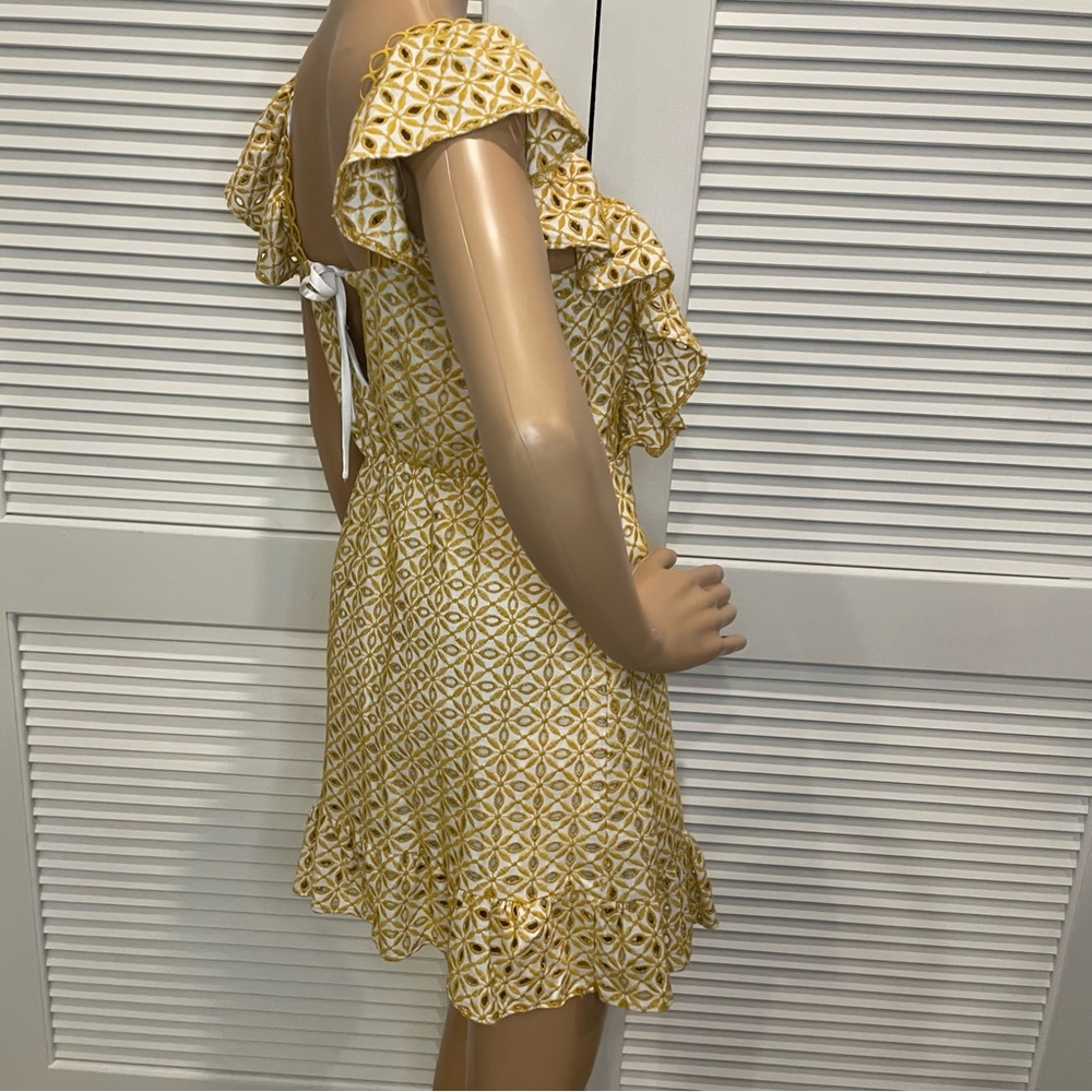 Yellow Embroidered Ruffle Dress - Picture 4 of 5